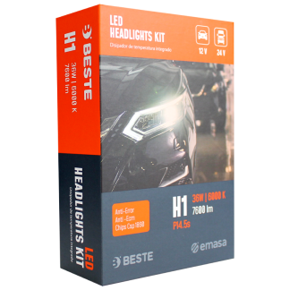 Kit Ampolletas BESTE LED H1 36 Watts 6000 Kelvin 7600 Lumenes