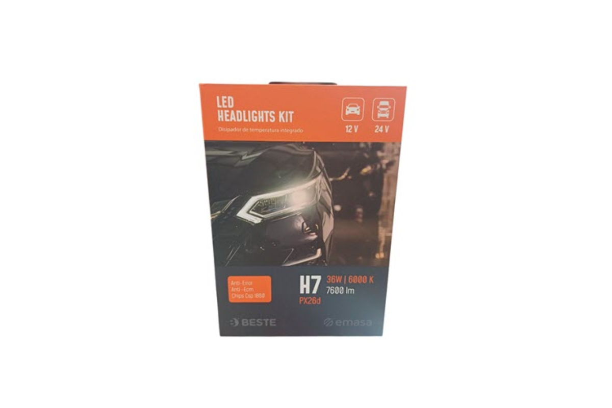 Kit Ampolletas BESTE LED H7 36 Watts 6000 Kelvin 7600 Lumenes
