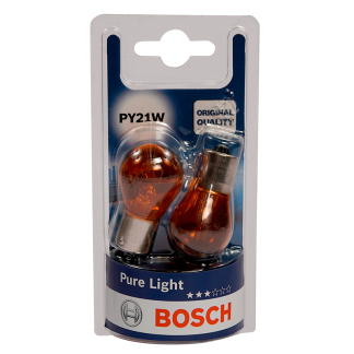 Blister 2 Ampolletas BOSCH PY21W Ambar 12 Volts 21 Watts Base BAU15S