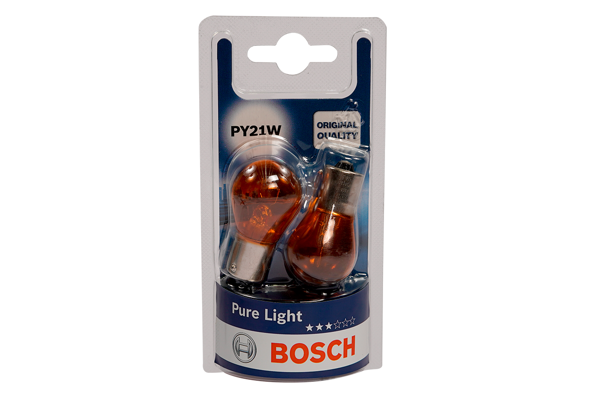 Blister 2 Ampolletas BOSCH PY21W Ambar 12 Volts 21 Watts Base BAU15S