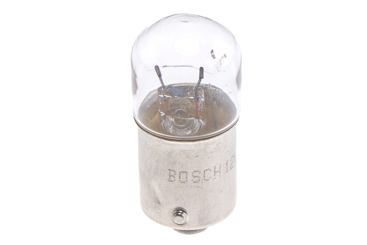 Ampolleta BOSCH R5W 12 Volts 5 Watts Globo Pequeño Pata Pareja Base BA15S