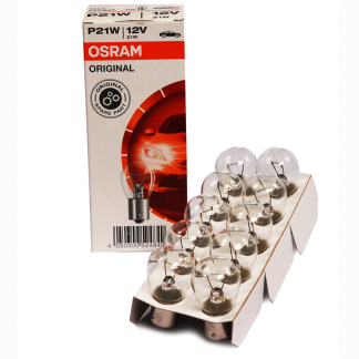 Ampolleta OSRAM P21W 12 Volts 21W Base BA15S Globo Grande Pata Pareja