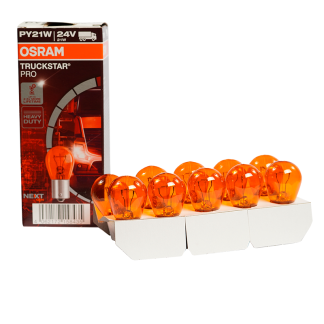 Ampolleta OSRAM PY21W 24 Volts 21 Watts Ambar Base BAU15S