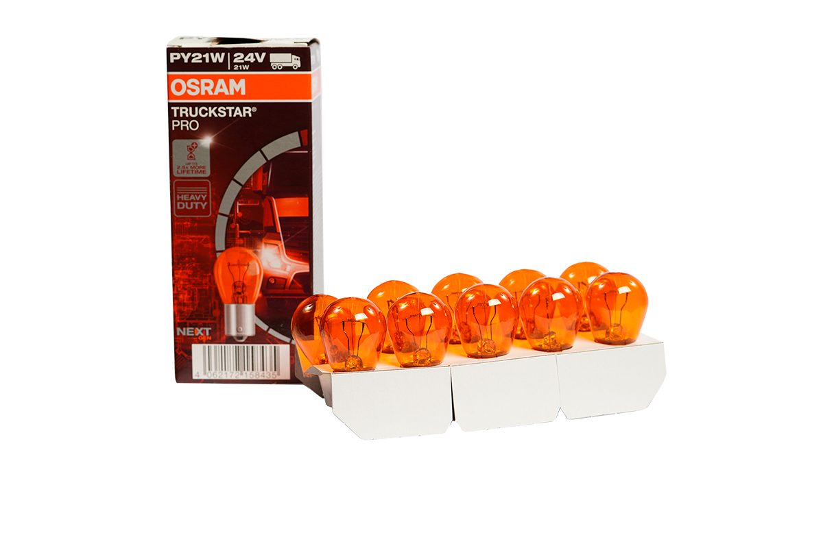 Ampolleta OSRAM PY21W 24 Volts 21 Watts Ambar Base BAU15S
